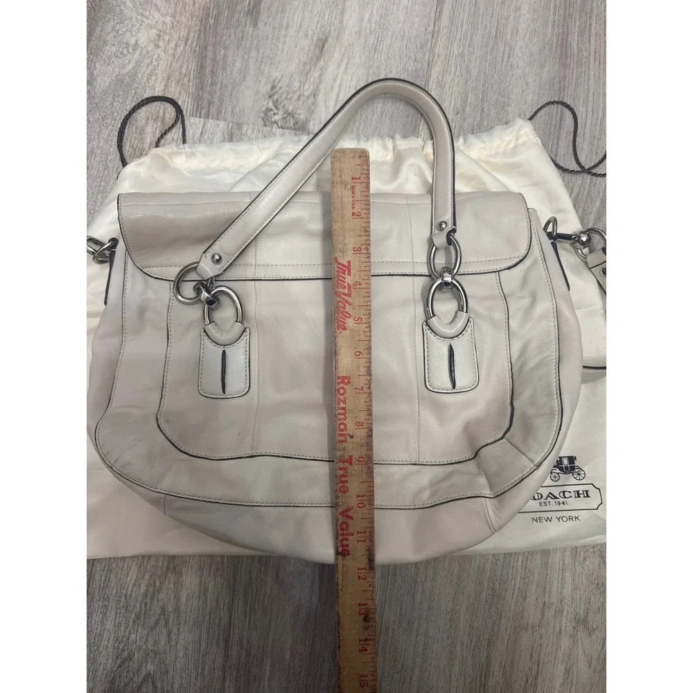 Coach Kristin Off White Leather Flap Shoulder Bag Crossbody Silver Hardware